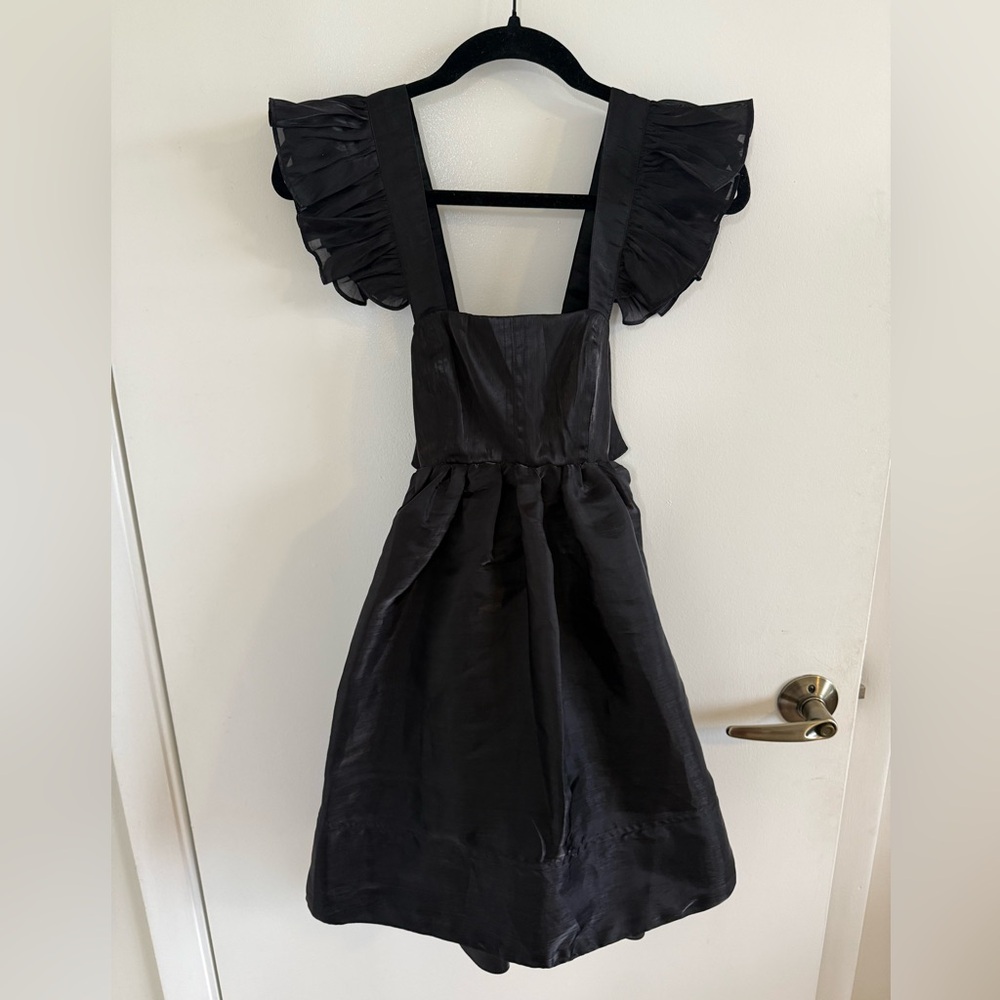 Altar'd State Black Ruffle Sleeve Mini Dress